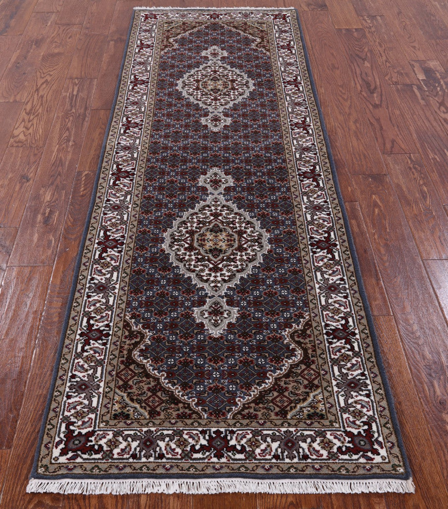 Persian Tabriz Wool and Silk Handmade Runner Rug 2' 7" X 8' 0" Q8940