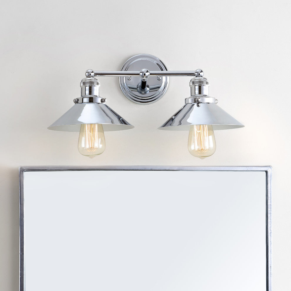 June Metal Shade Sconce, Chrome, 2-Light