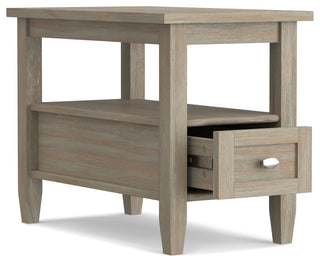 Warm Shaker Solid Wood 14" Rustic Narrow Side Table, Distressed Gray