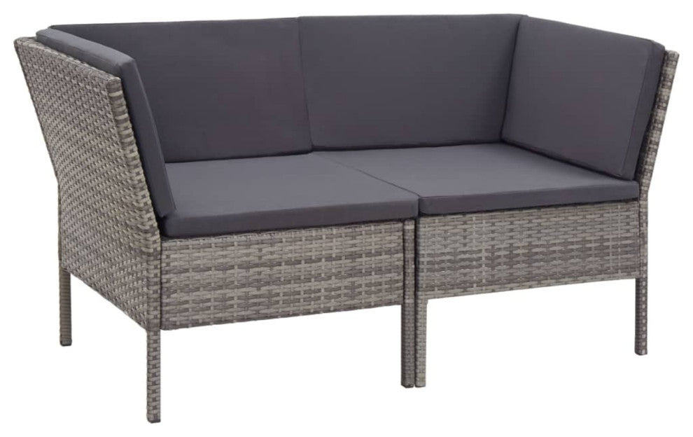vidaXL 6-Piece Garden Lounge Set With Cushions Poly Rattan Gray