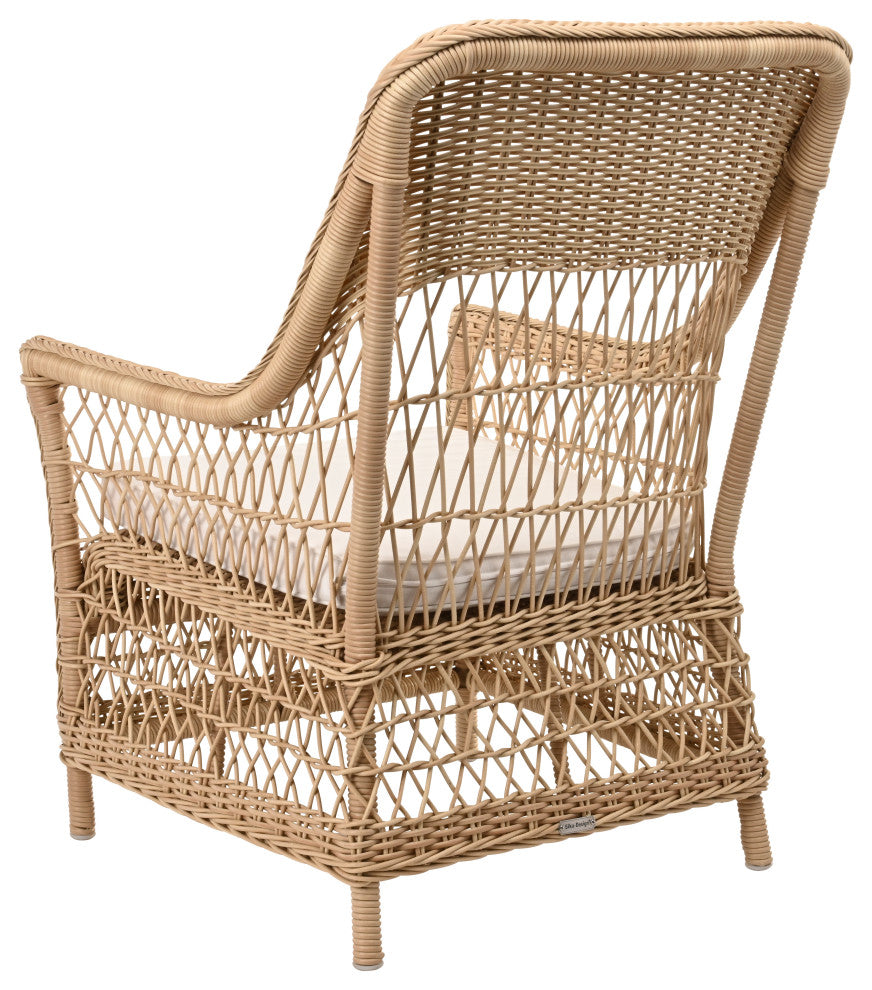 Dawn Chair With Cushion, Natural Finish, Canvas White Upholstery