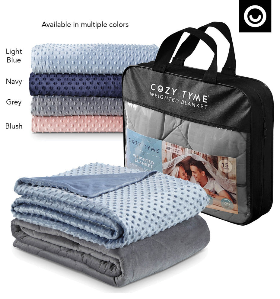 Cozy Tyme Kofi Weighted Blanket, Light Blue, 48"x72", 15LB