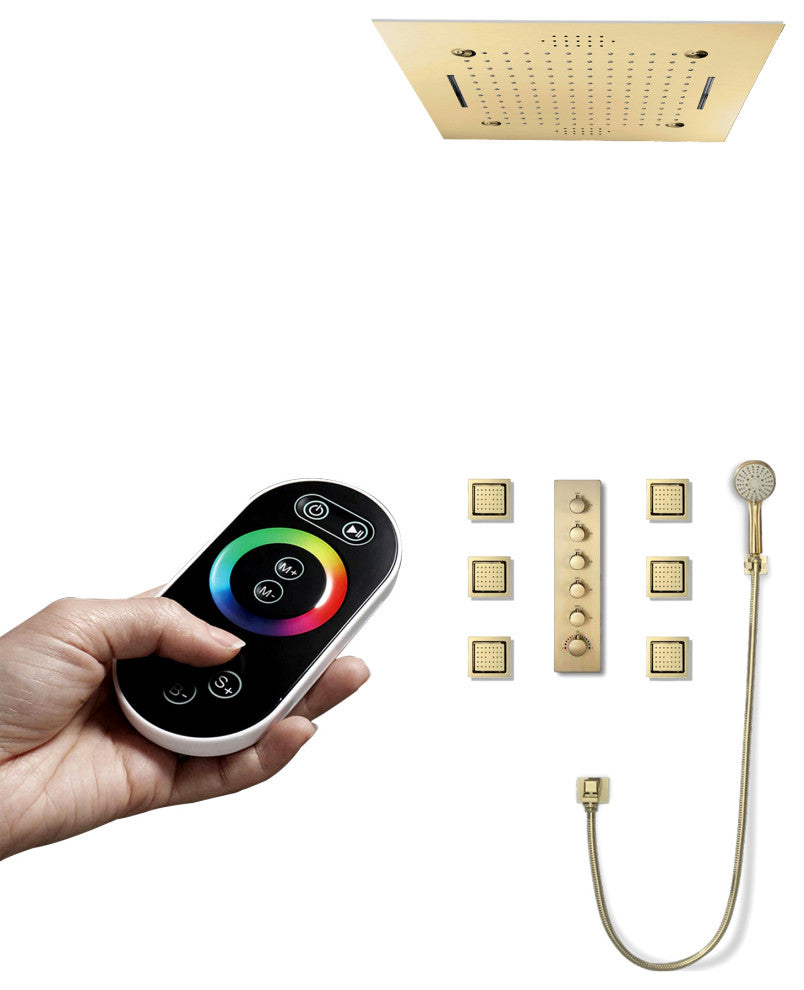 Remote Controlled Rainfall Led Shower System, Style 4- Remote Control Light