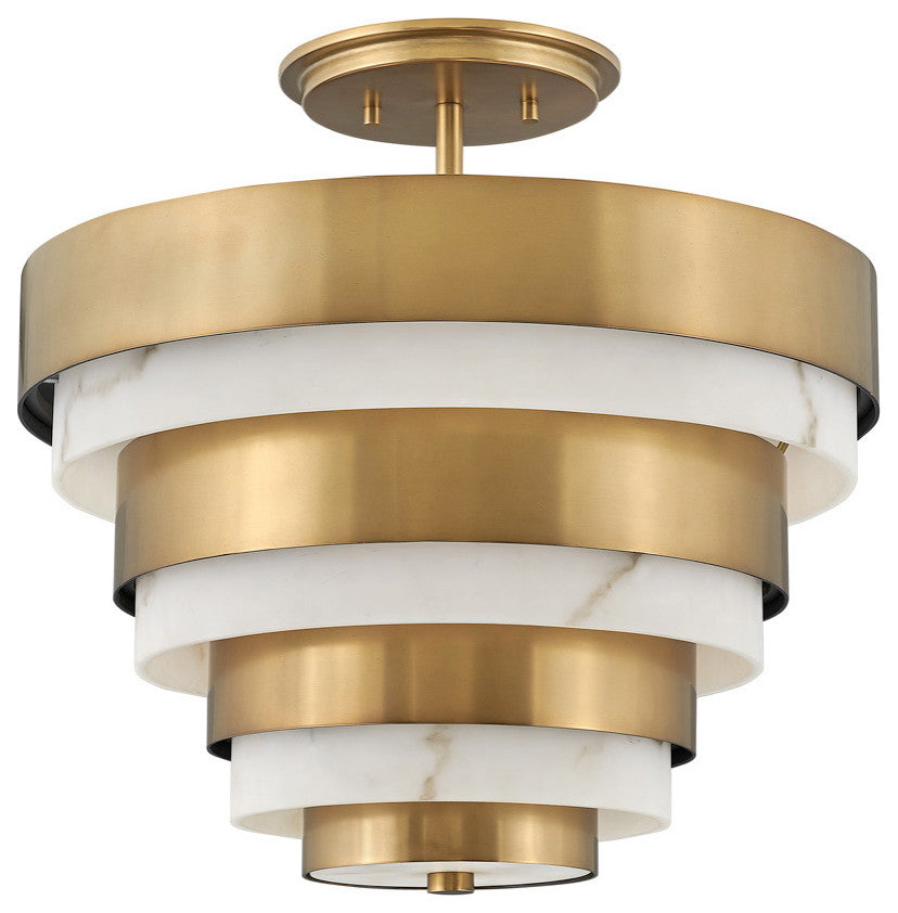 Hinkley Echelon Medium Semi-Flush Mount, Heritage Brass