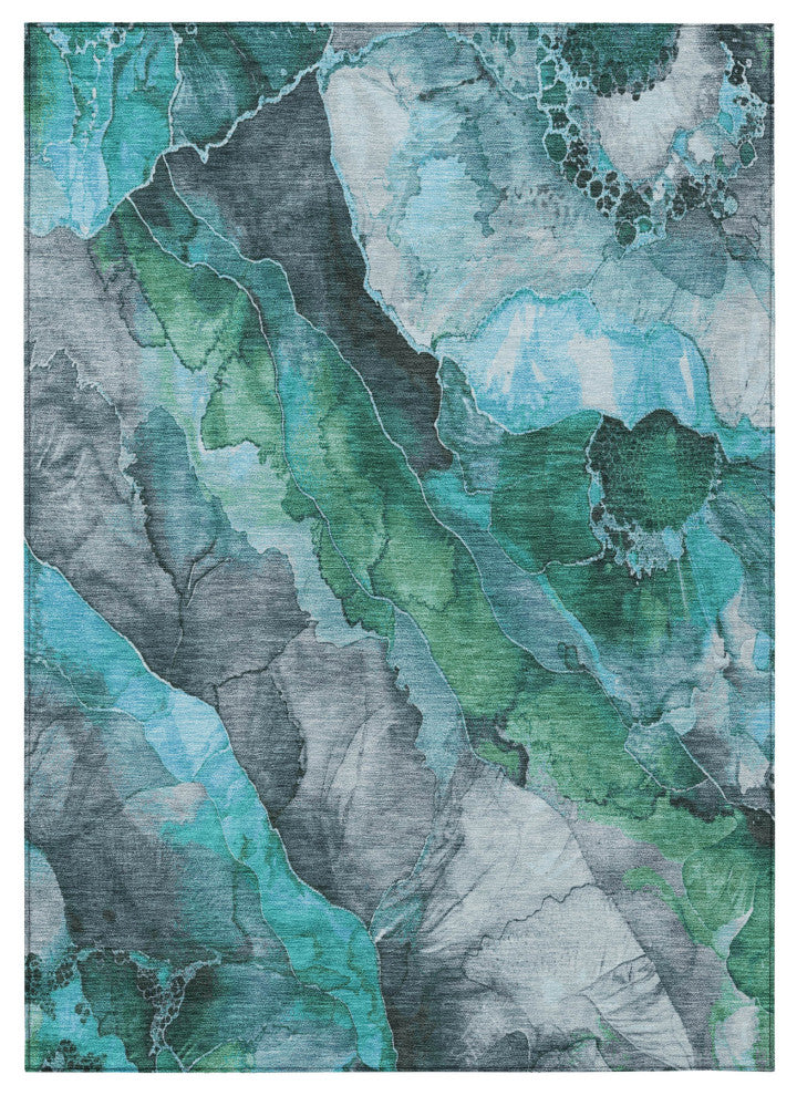 Machine Washable Indoor/Outdoor Chantille ACN1864 Teal 2'6" x 3'10" Rug