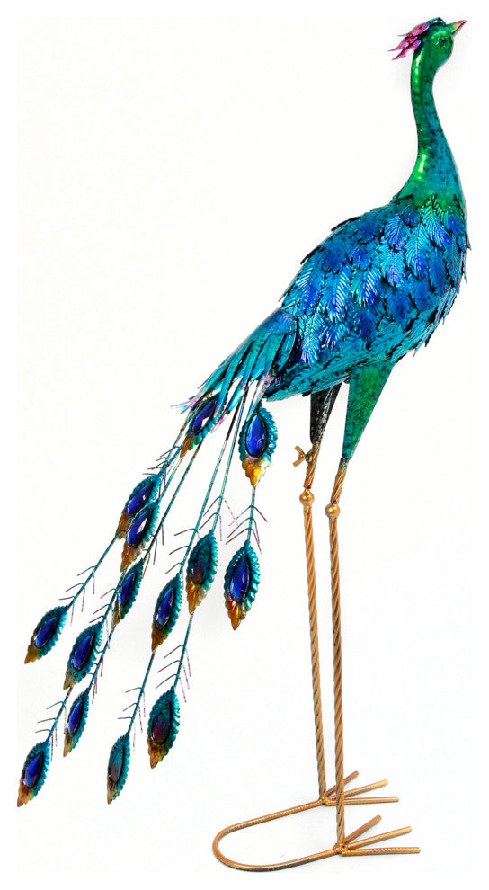 35" Metal Peacock Figurine