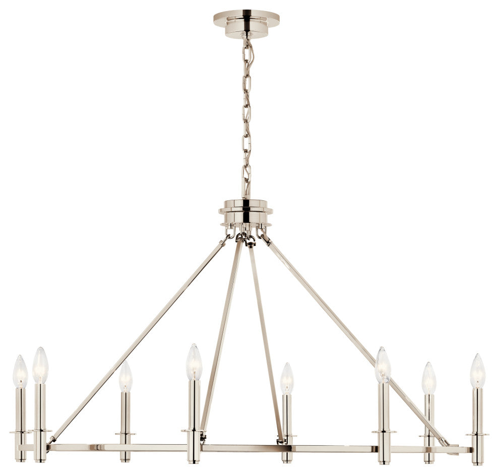 Carrick Chandelier, Black, Polished Nickel, 8 Light