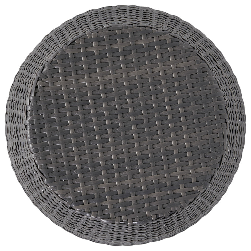 GDF Studio Channing Outdoor Wicker 14.00" Barrel Side Table, Gray