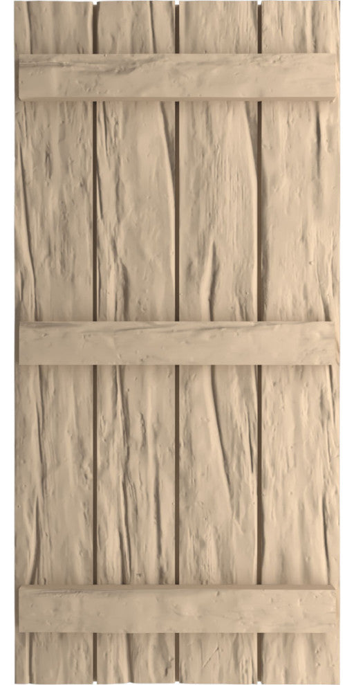 Rustic 4 Board Joined B-N-B Faux Wood Shutters, Riverwood, 22x80"