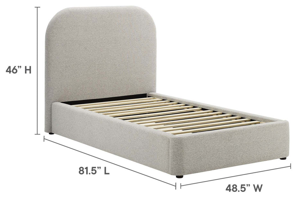 Keynote Upholstered Fabric Curved Twin Platform Bed