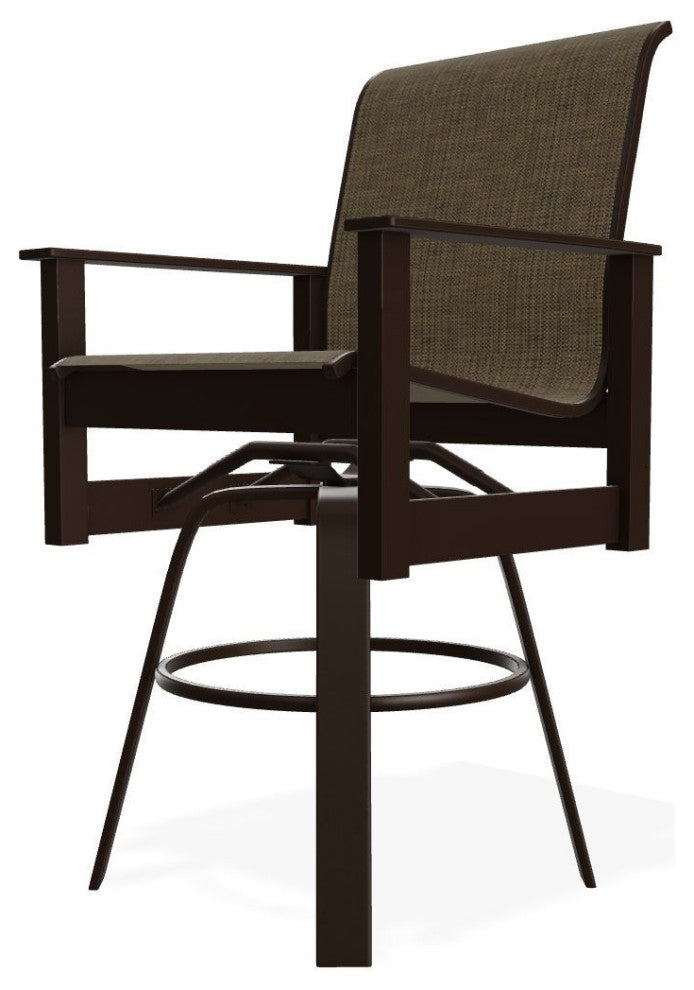 Leeward Sling Bar Height Outdoor Swivel Armchair, Beacon/Kona