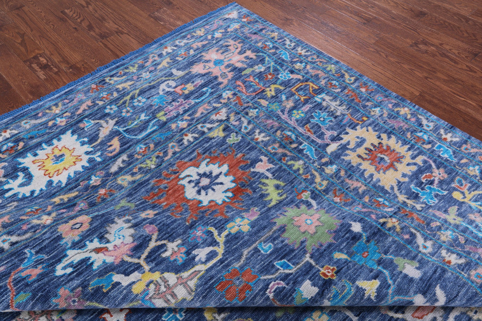 12' Square Hand Knotted Turkish Oushak Wool Rug - Q13343