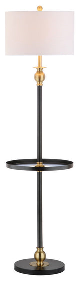 Evans 61" Metal End Table Floor Lamp, Black and Brass