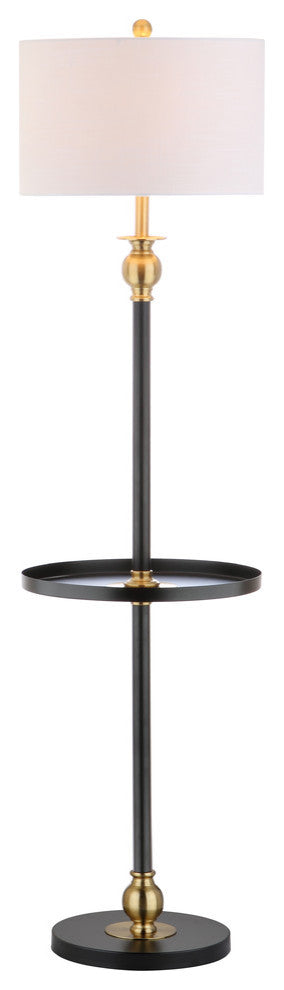 Evans 61" Metal End Table Floor Lamp, Black and Brass