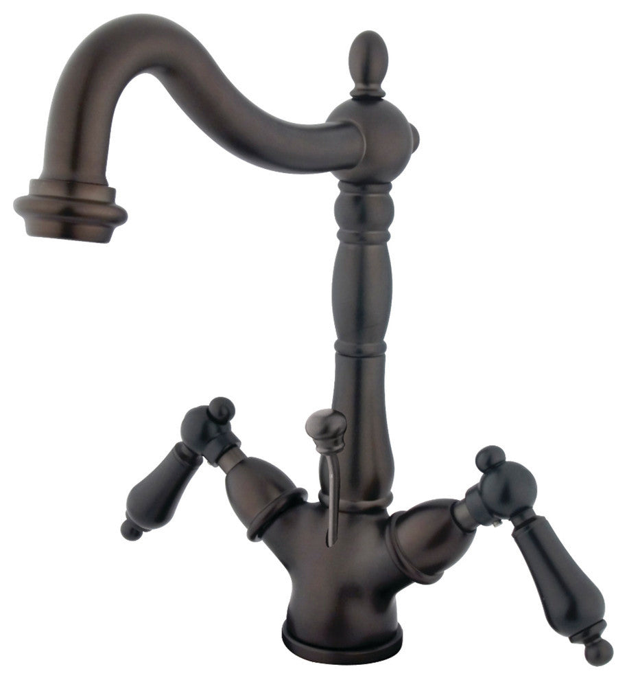 Kingston Brass Two-Handle Bathroom Faucet With Brass Pop-Up, Oil Rubbed Bronze