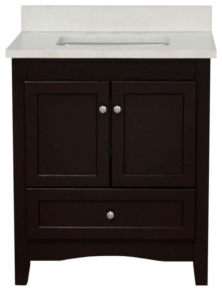 Abbey 30" Bathroom Vanity, Base: Chocolate, 30", Top: Quartz