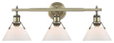 Golden Orwell 3 Light Bath Vanity, Aged Brass, Opal Glass Shades