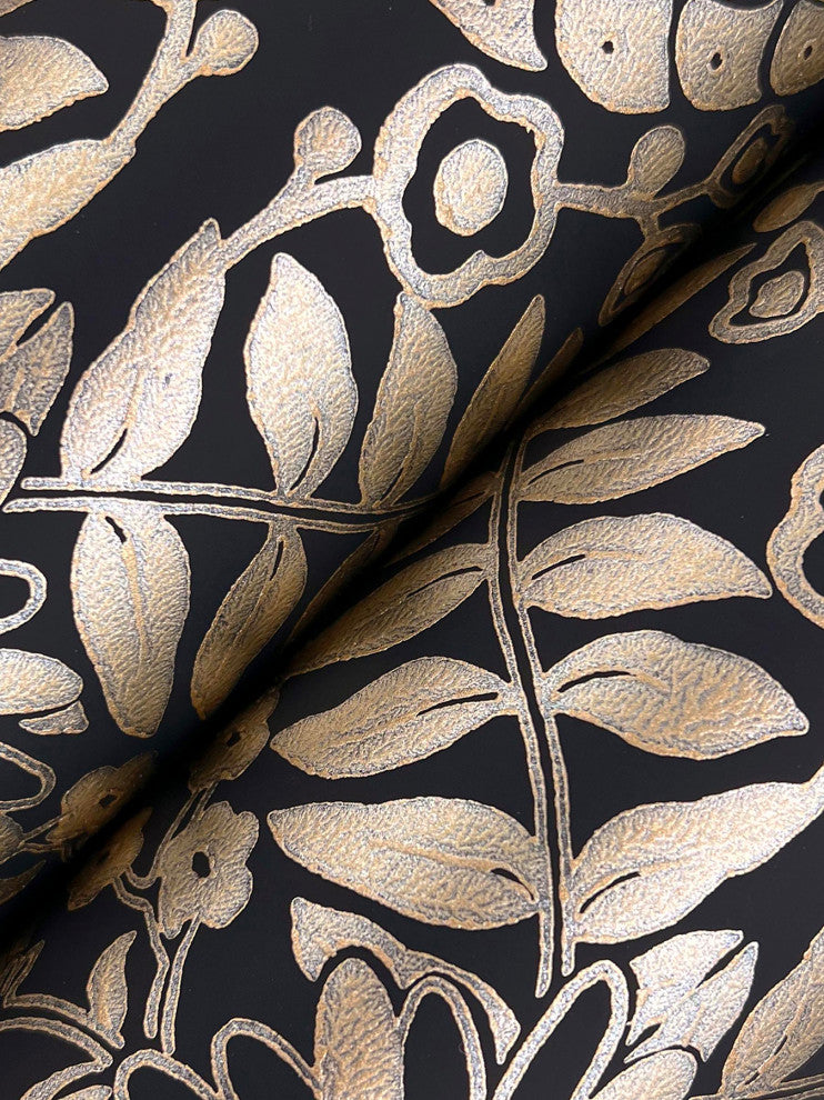 Pineapple Damask Black Wallpaper