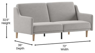 Delphine Premium Convertible Split Back Sofa Futon with Curved Armrests, Gray
