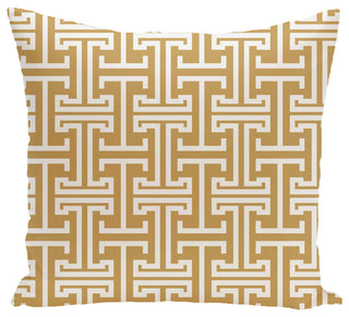 Greek Isles Geometric Print Pillow, Dijon, 16"x16"