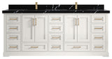 Boston 84" Double Sink Bath Vanity in Alabaster 2" Calacatta Black