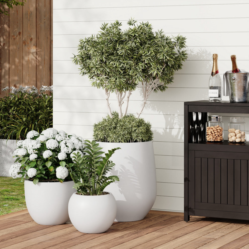 DTY Signature Mount Wilson 1-piece Fiberstone Tapered Planter, Gray, Large