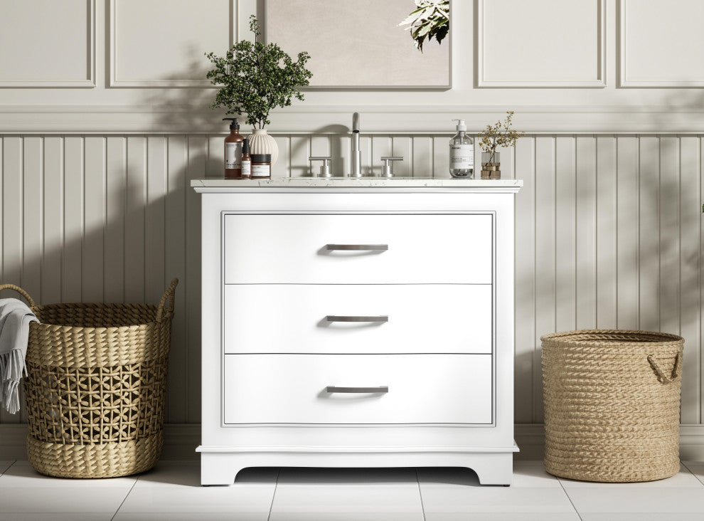 Home Living Knox 36" Single Bathroom Vanity, White