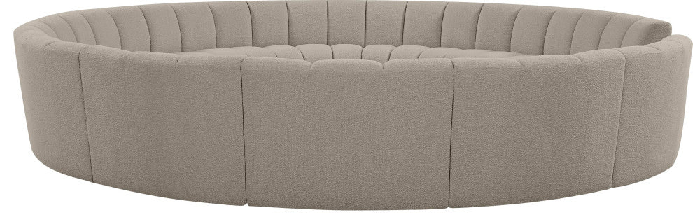 Infinity Black Boucle Fabric Upholstered Arc Shaped Modular Sectional, Brown, 12-Piece, Arc-Shaped