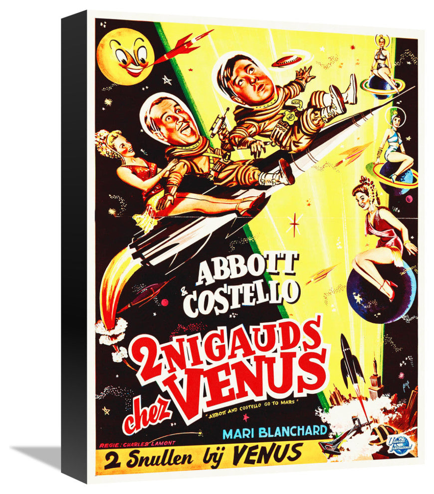 "Abbott & Costello - French - Go To Mars" Canvas Giclee, 12"x16"