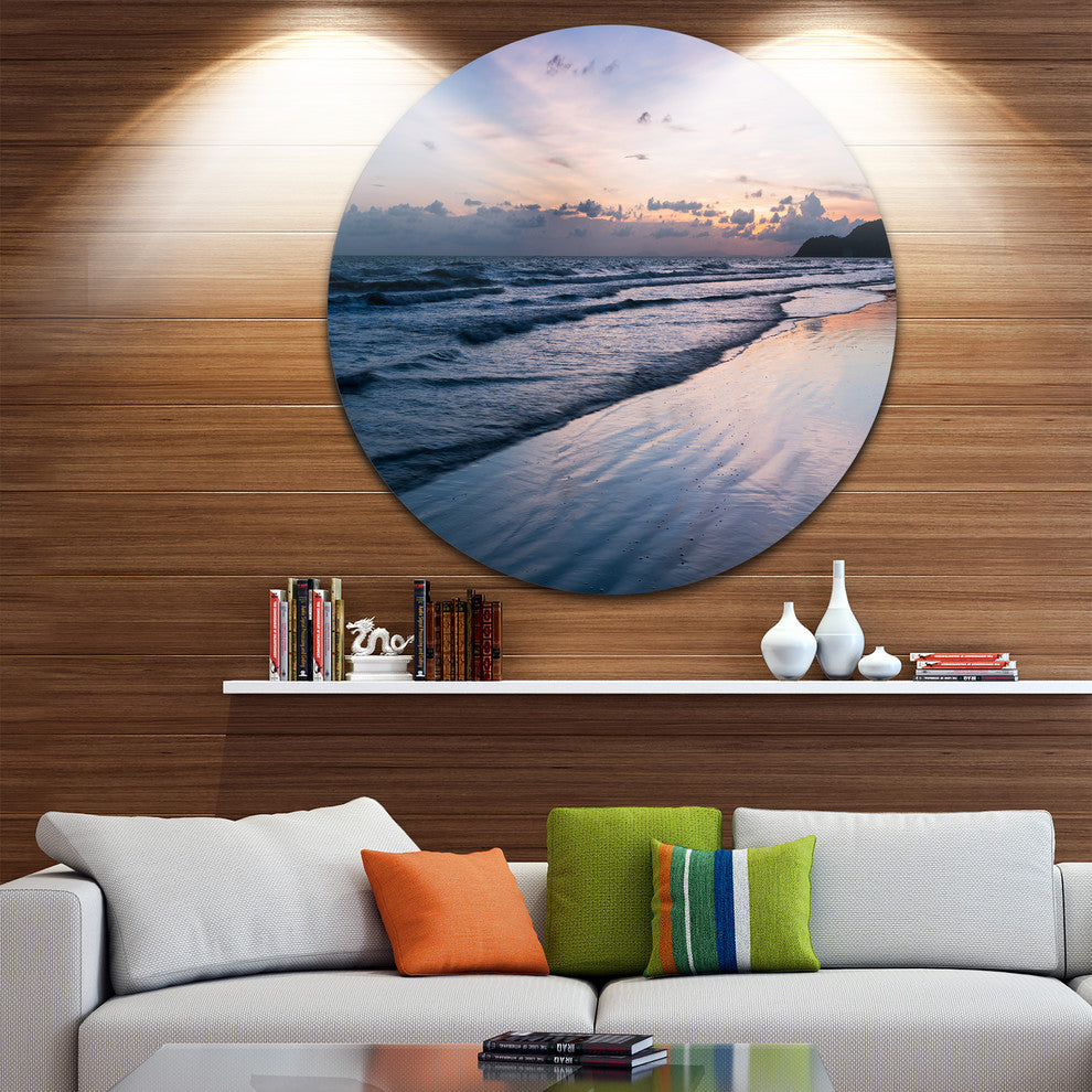 Blue Sunset Sea Waves Thailand, Beach Large Disc Metal Wall Art, 23"