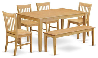 6, -Piece Dining Room Set With Bench, Dining Table And 4 Chairs And Bench