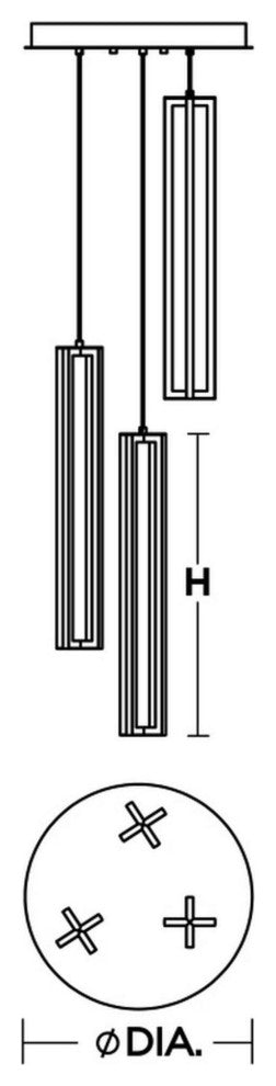 Cass 3 Light Large Round Pendant, Black