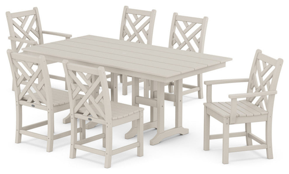 Chippendale 7-Piece Farmhouse Dining Set, Sand