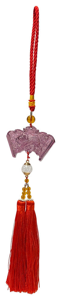 Crystal Glass Fengshui Fortune Purple Kirin Theme Gift Decor Tassel, Hws2173