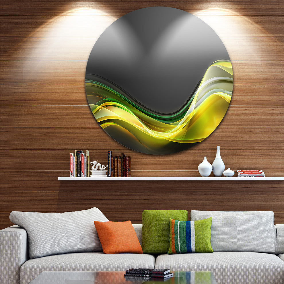 Green Gold Texture Pattern, Abstract Digital Art Round Wall Art, 11"