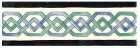 3.94"x11.81" Granda Green Border Tile, Set Of 10