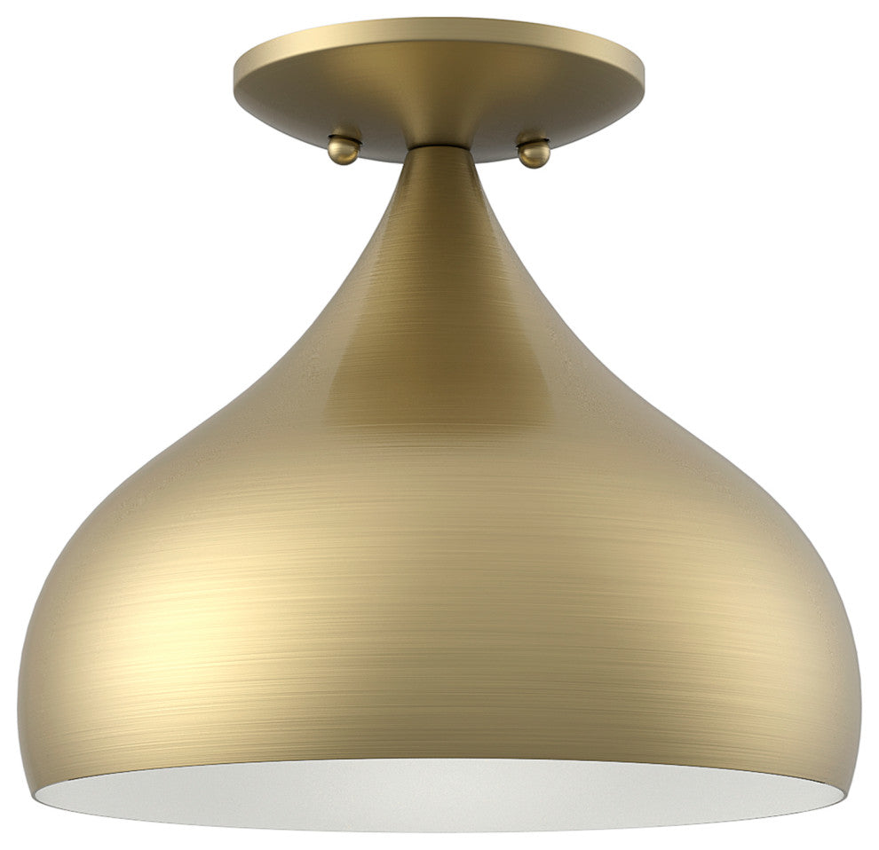 Livex Lighting 1 Light Antique Brass Semi-Flush Mount