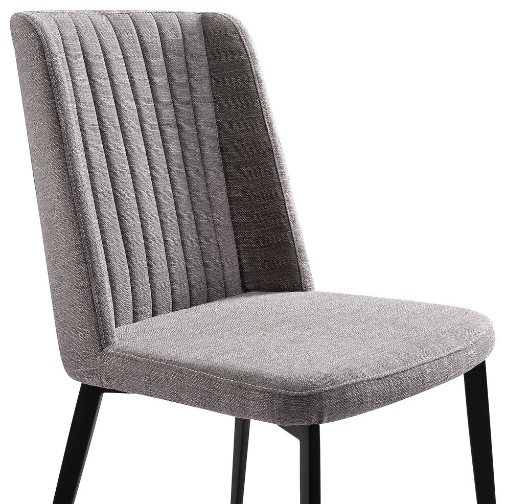 Arles Dining Chair, Matte Black Finish and Gray Fabric, Set of 2