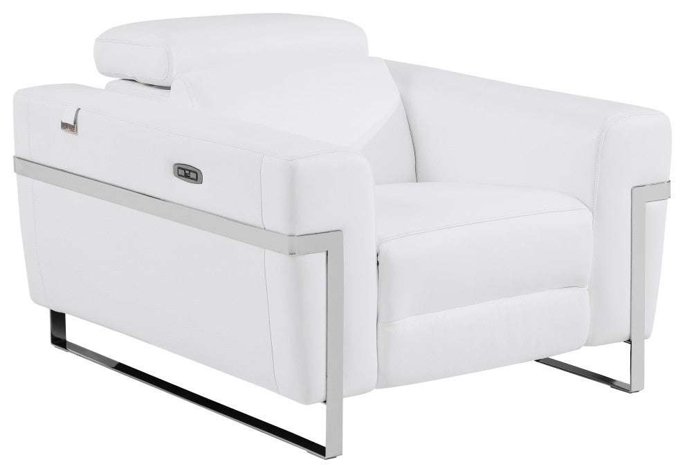 Prato Genuine Italian Leather Modern Sofa Set, White