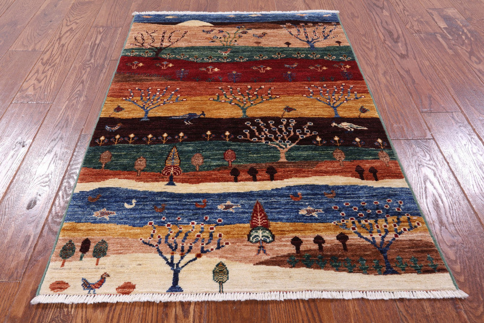 2' 9" X 4' 1" Hand-Knotted Tribal Persian Gabbeh Rug Q9986