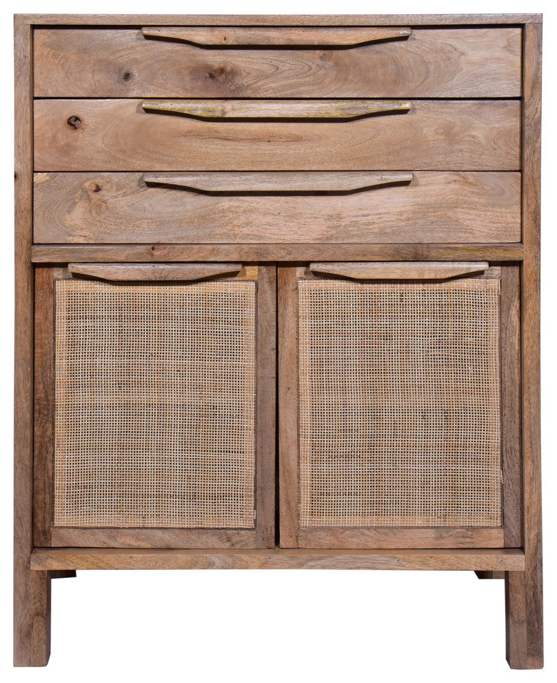 Benzara UPT-272543 Cottage Mango Wood Dresser Storage Cabinet, Natural Brown