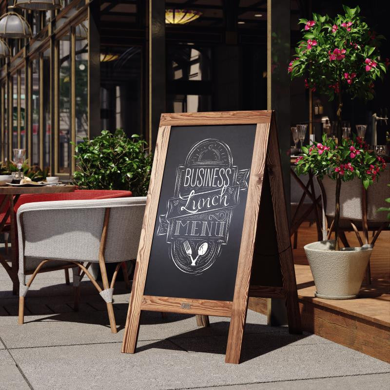 48" x 24" A-Frame Indoor/Outdoor A-Frame Magnetic Chalkboard Sign Set, Torched Brown