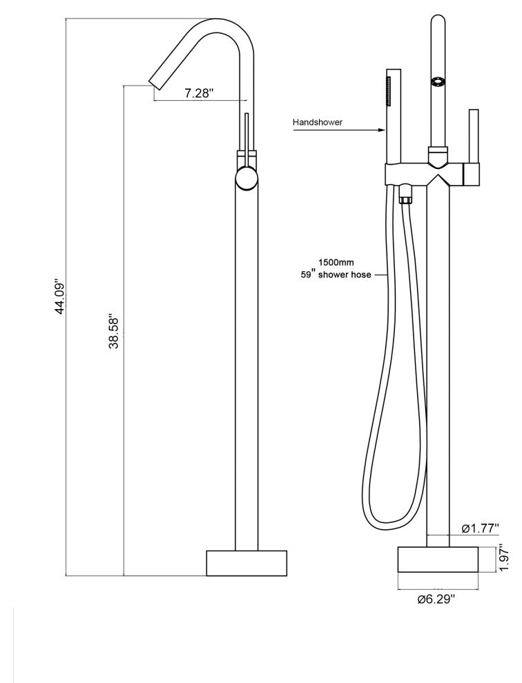 Freestanding Single-Handle Bathtub Faucet with Hand Shower, Brushed Nickel
