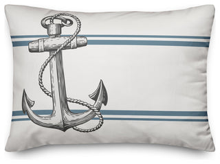 Gray Seaside Anchor Outdoor Throw Pillow, 14x20