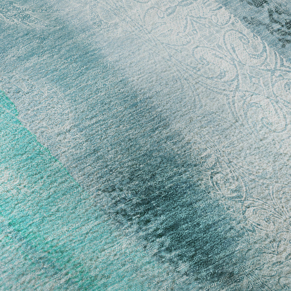 Premium Machine Washable Mayfield AMF537 Teal 3' x 5' Rug