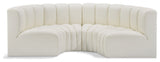 Arc Vegan Leather Upholstered 4-Pc. Inward Curved Modular Sectional, Cream