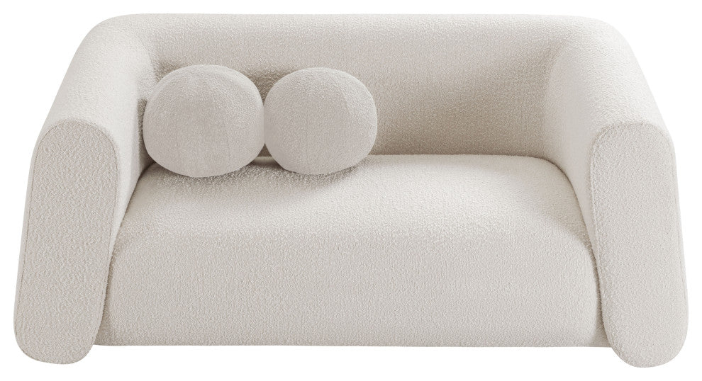 Abbington Boucle Fabric Upholstered Loveseat, Cream