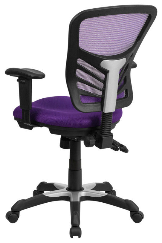 Mid-Back Purple Mesh Executive Swivel Chair with Adjustable Arms