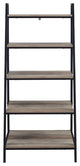 Contemporary Metal and Wood 5-Shelf Ladder Bookshelf "“ Dark Walnut
