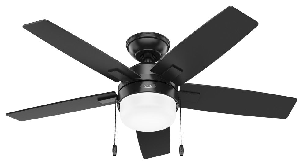 Hunter 44" Anisten Matte Black Ceiling Fan, LED Kit, Pull Chain